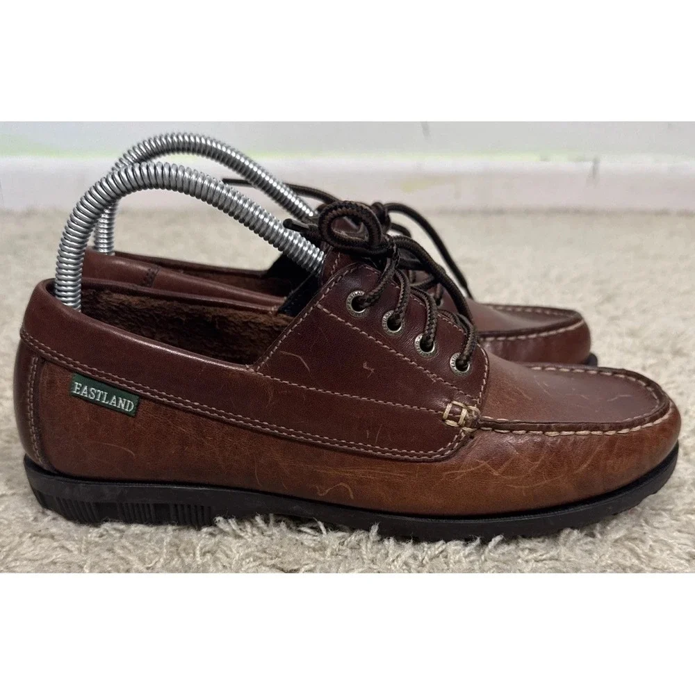 Eastland Falmouth Brown Leather Boat Shoes Women's 9 Fisherman Core Preppy Y2K